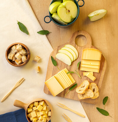 Tabla de quesos suizos de la marca Millán Vicente